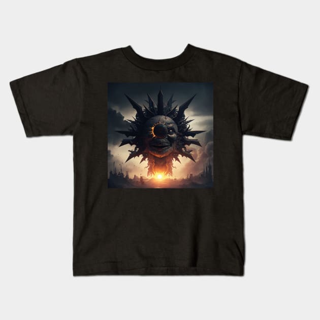 dark sun Kids T-Shirt by Trontee